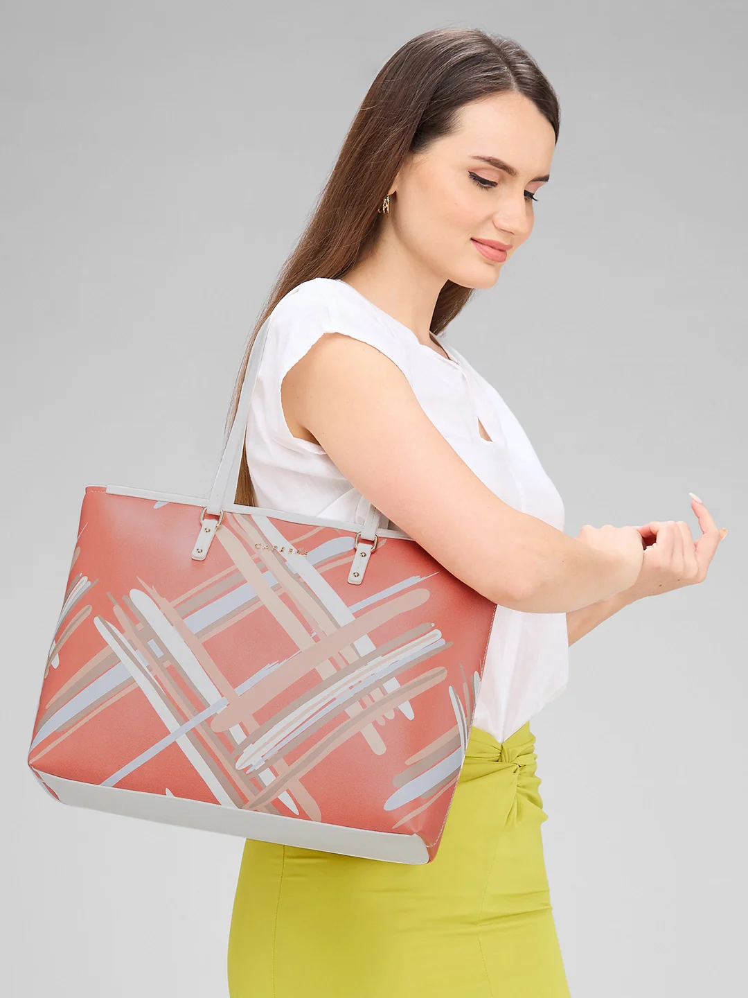 Caprese Renee Large Orange Tote Bag - Image 12