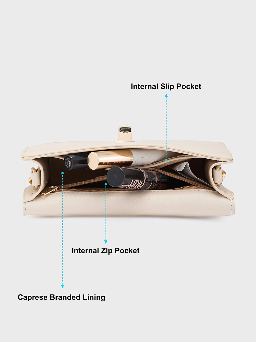 Caprese Reno Small Beige Sling Bag - Image 7