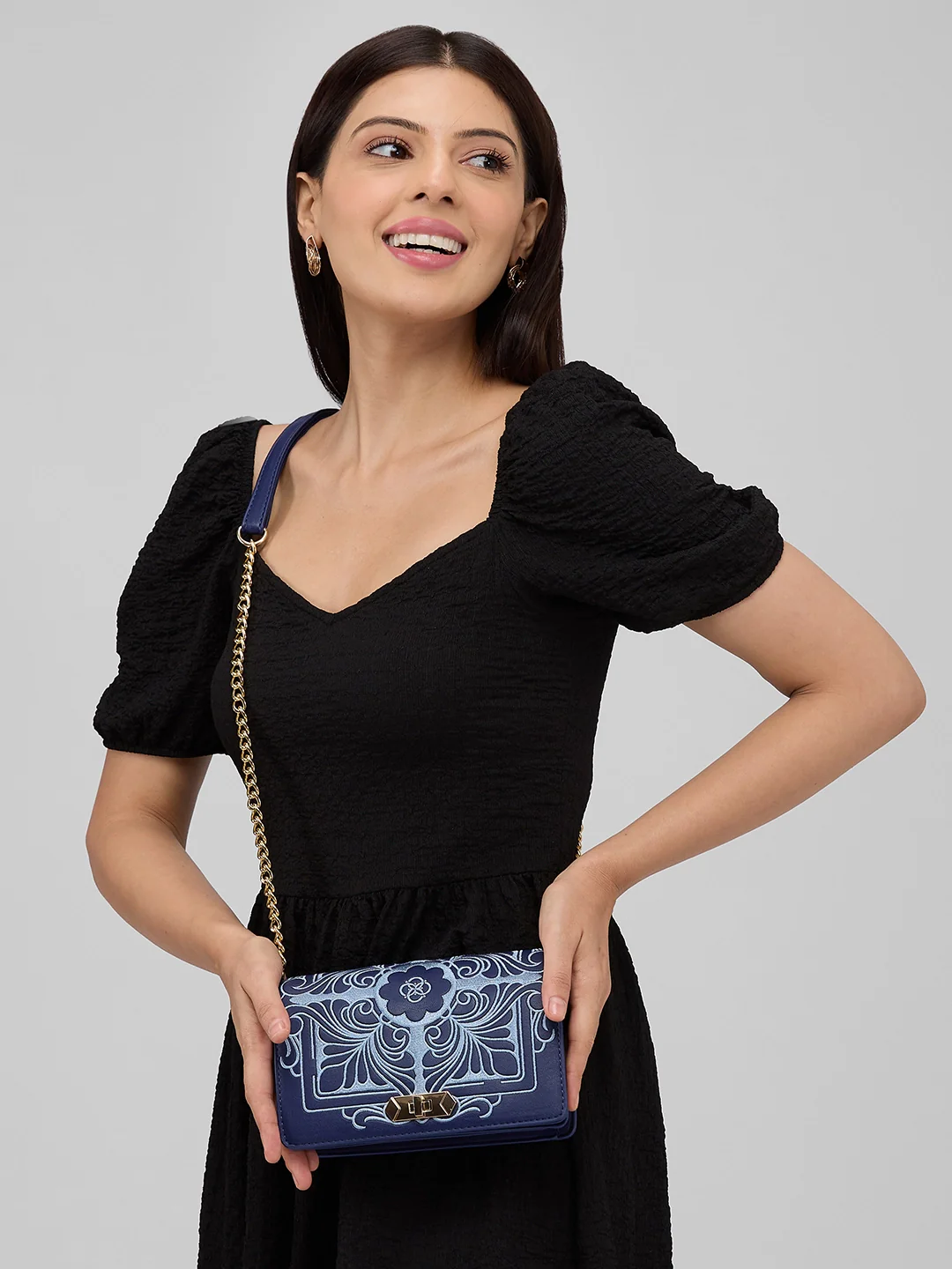 Caprese Reno Small Blue Sling Bag - Image 12