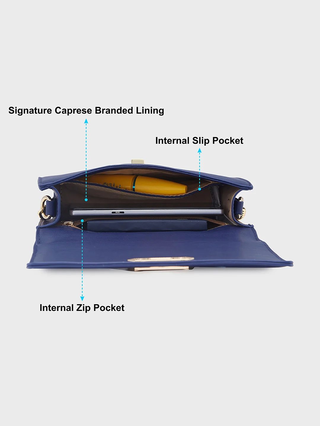 Caprese Reno Small Blue Sling Bag - Image 7