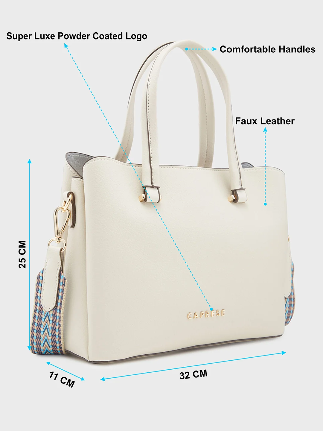 Caprese Rey Medium Beige Satchel Bag - Image 6