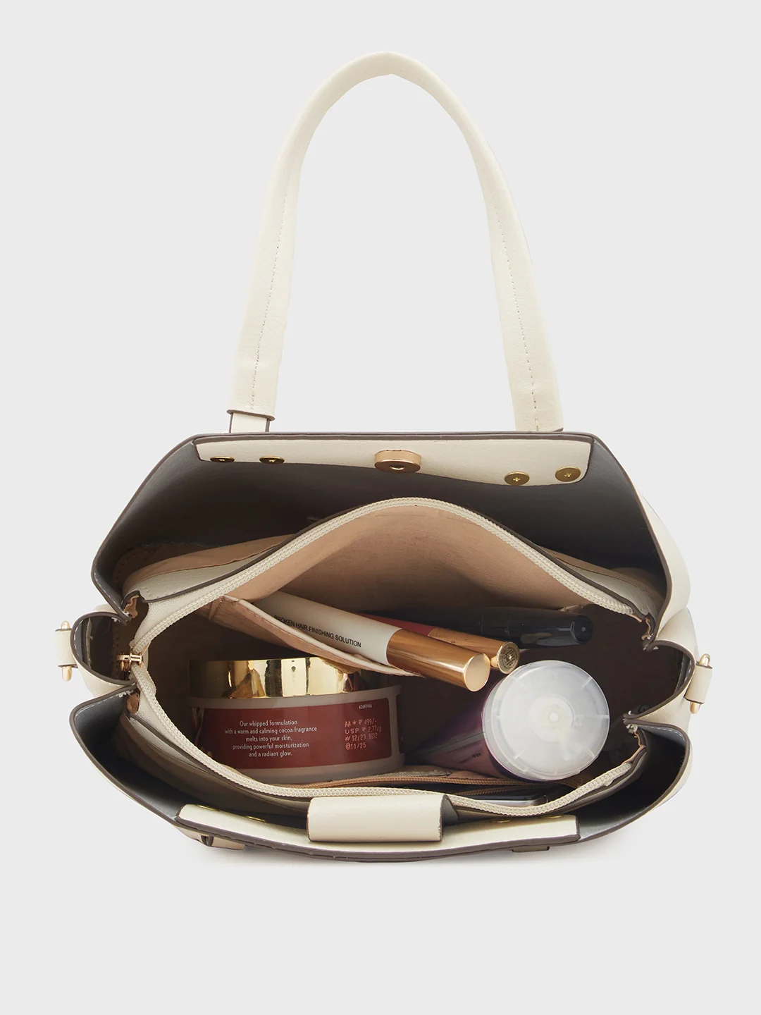 Caprese Rey Medium Beige Satchel Bag - Image 8