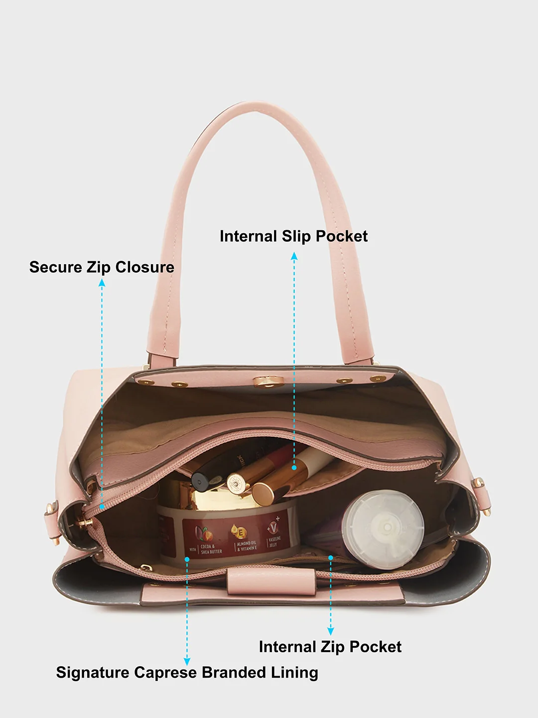 Caprese Rey Medium Blush Satchel Bag - Image 10