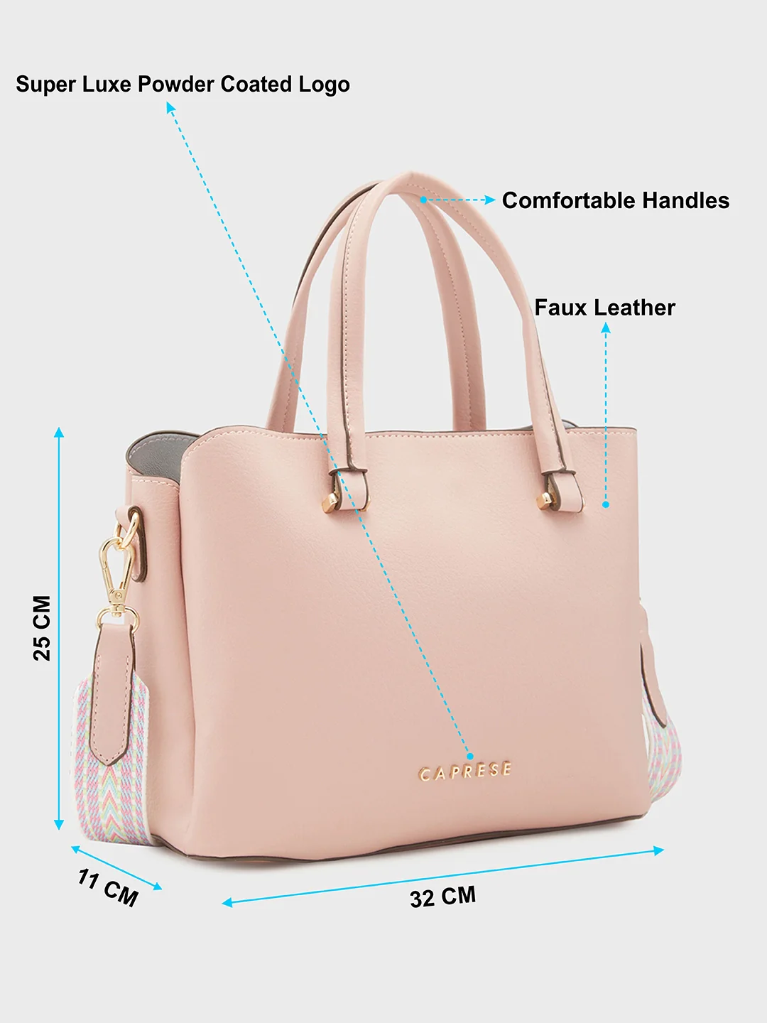 Caprese Rey Medium Blush Satchel Bag - Image 13
