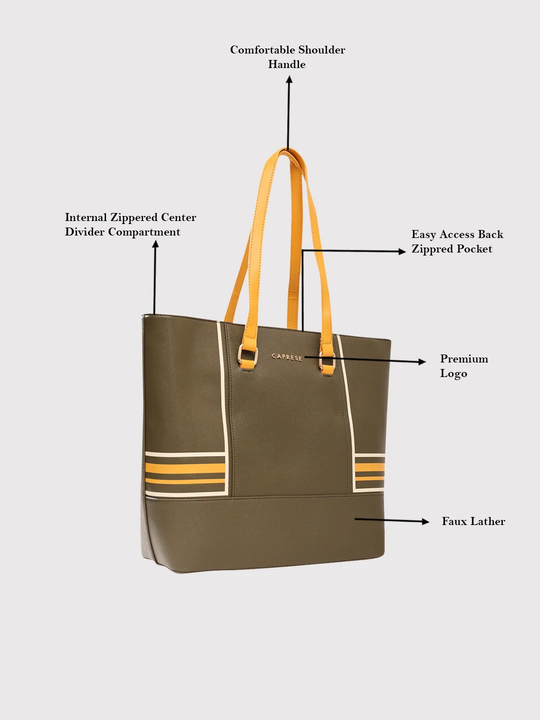 Caprese Riga Large Olive Tote Bag - Image 5
