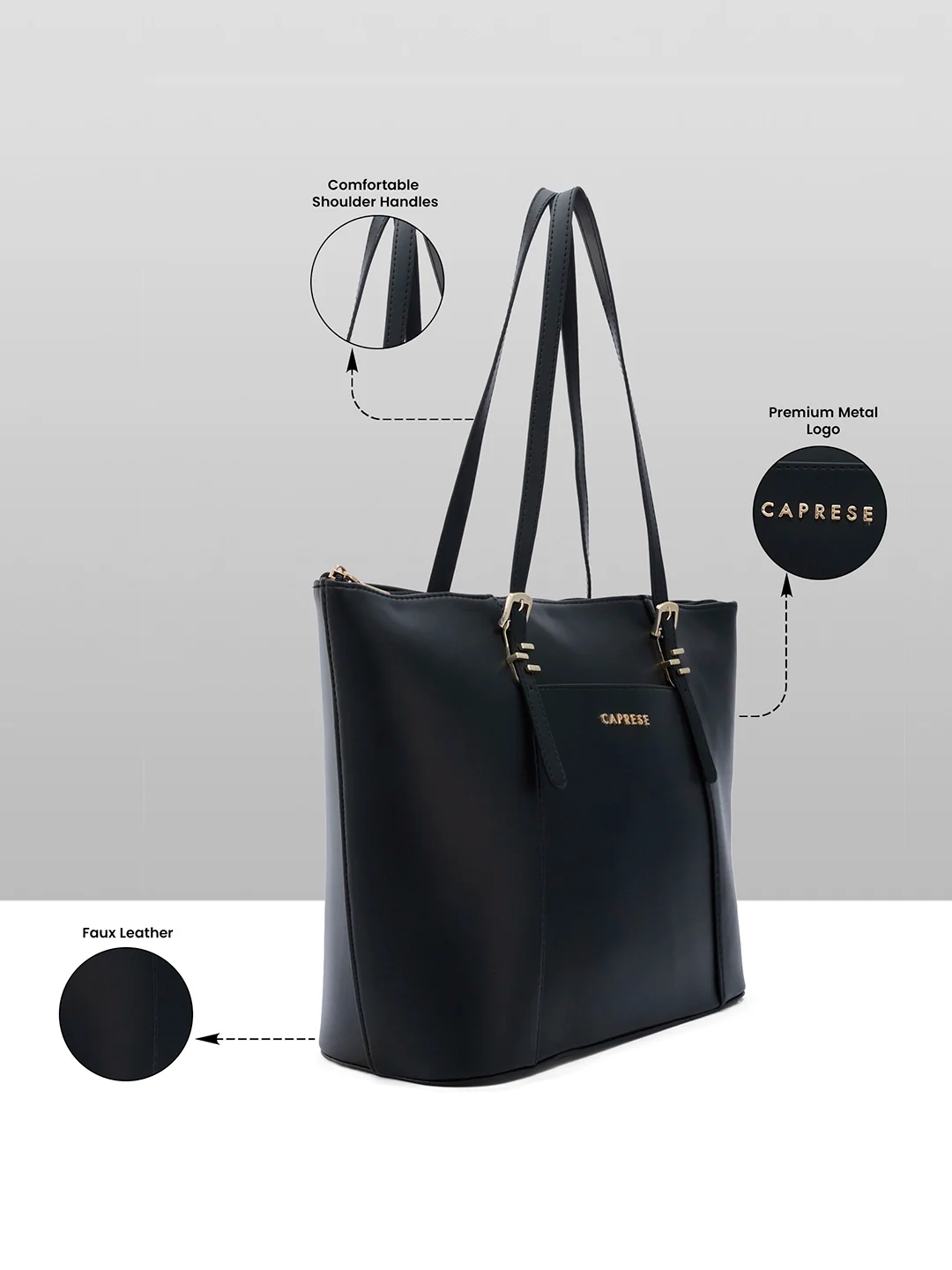 Caprese Rihanna Large Black Tote Bag - Image 3