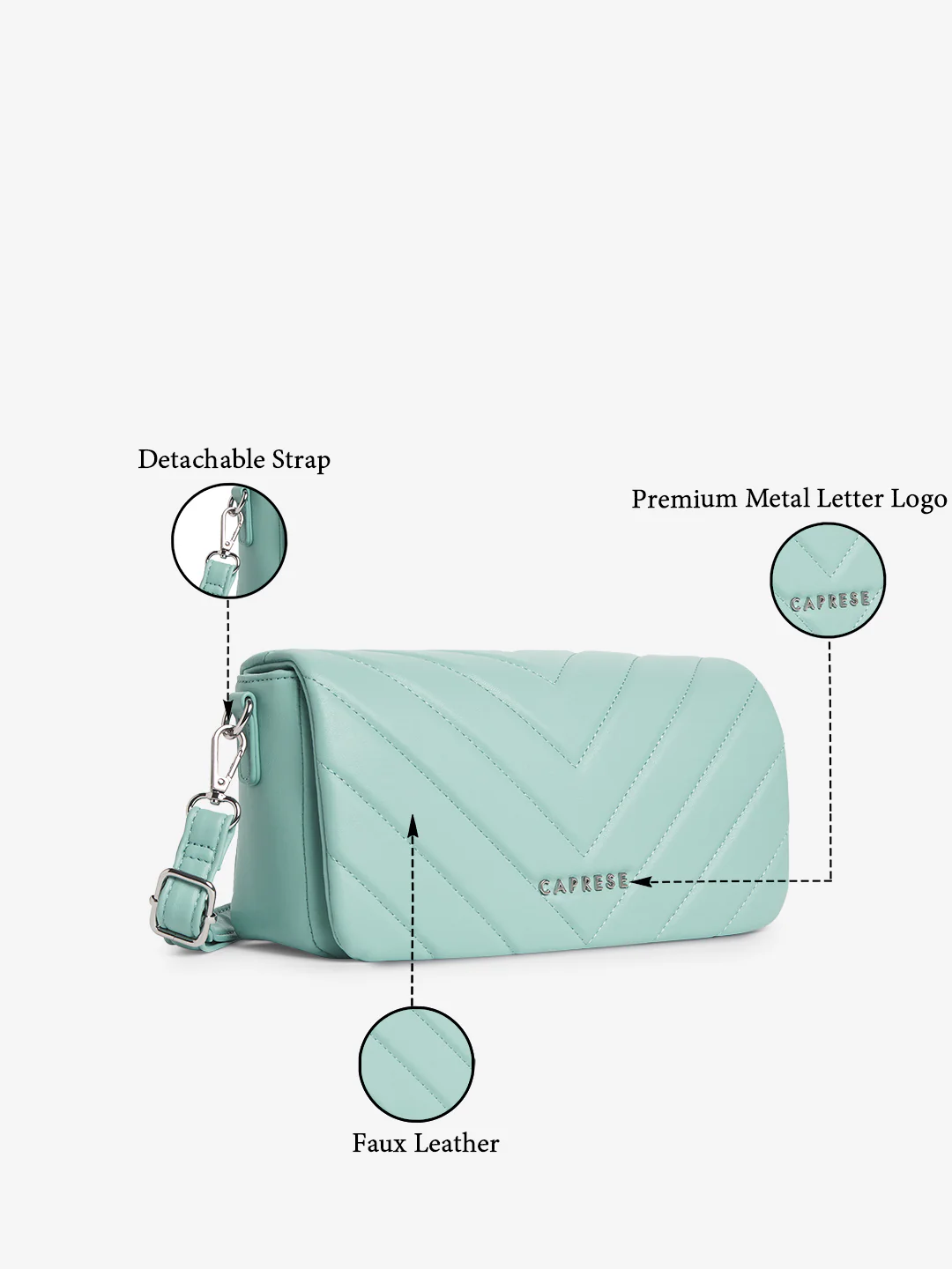 Caprese Riko Large Powder Blue Sling Bag - Image 10