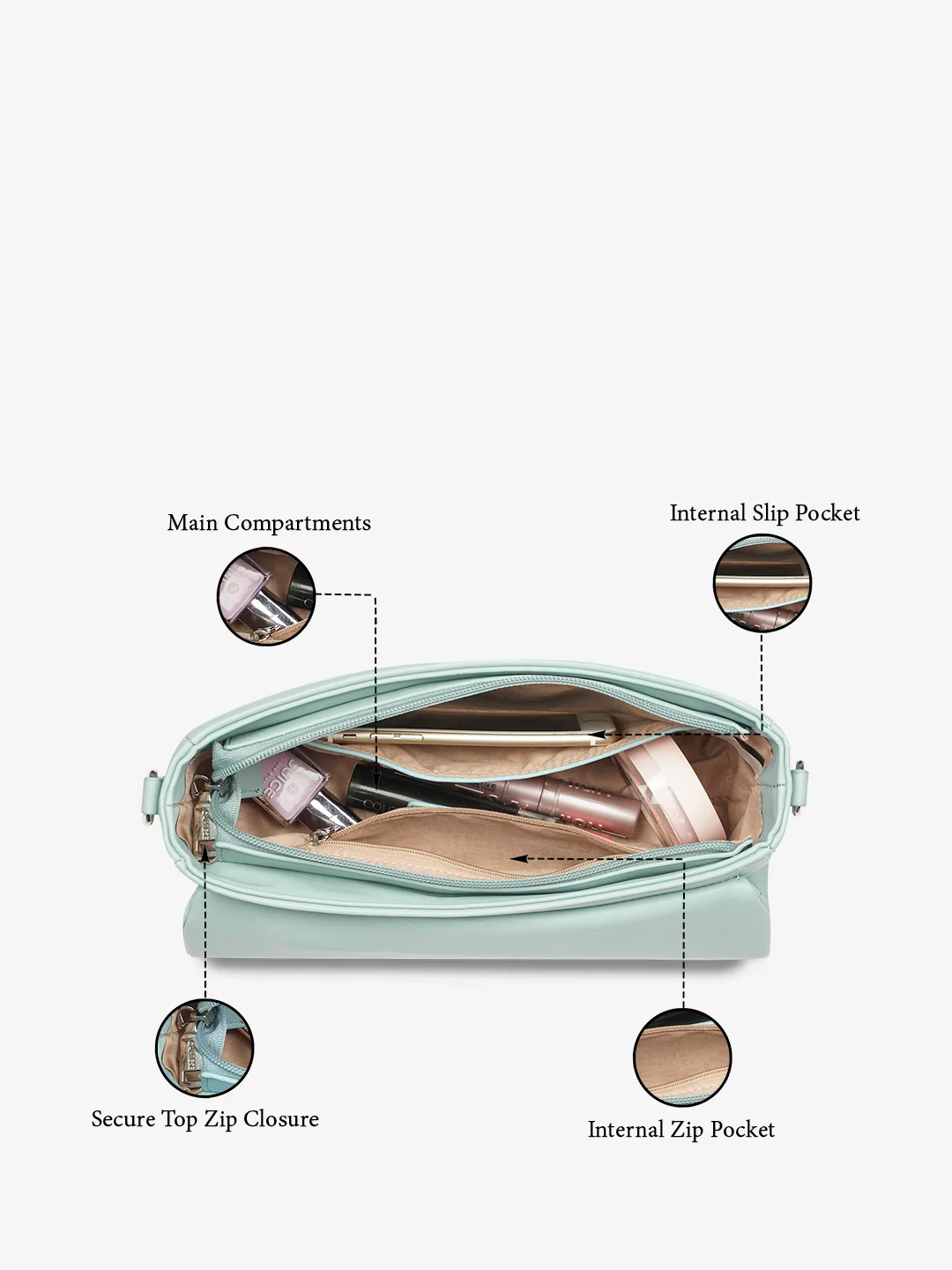 Caprese Riko Large Powder Blue Sling Bag - Image 9