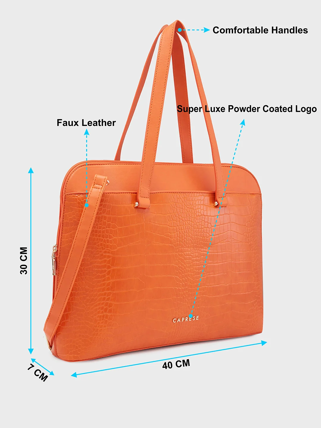 Caprese Rima Medium Orange Laptop Bag - Image 6