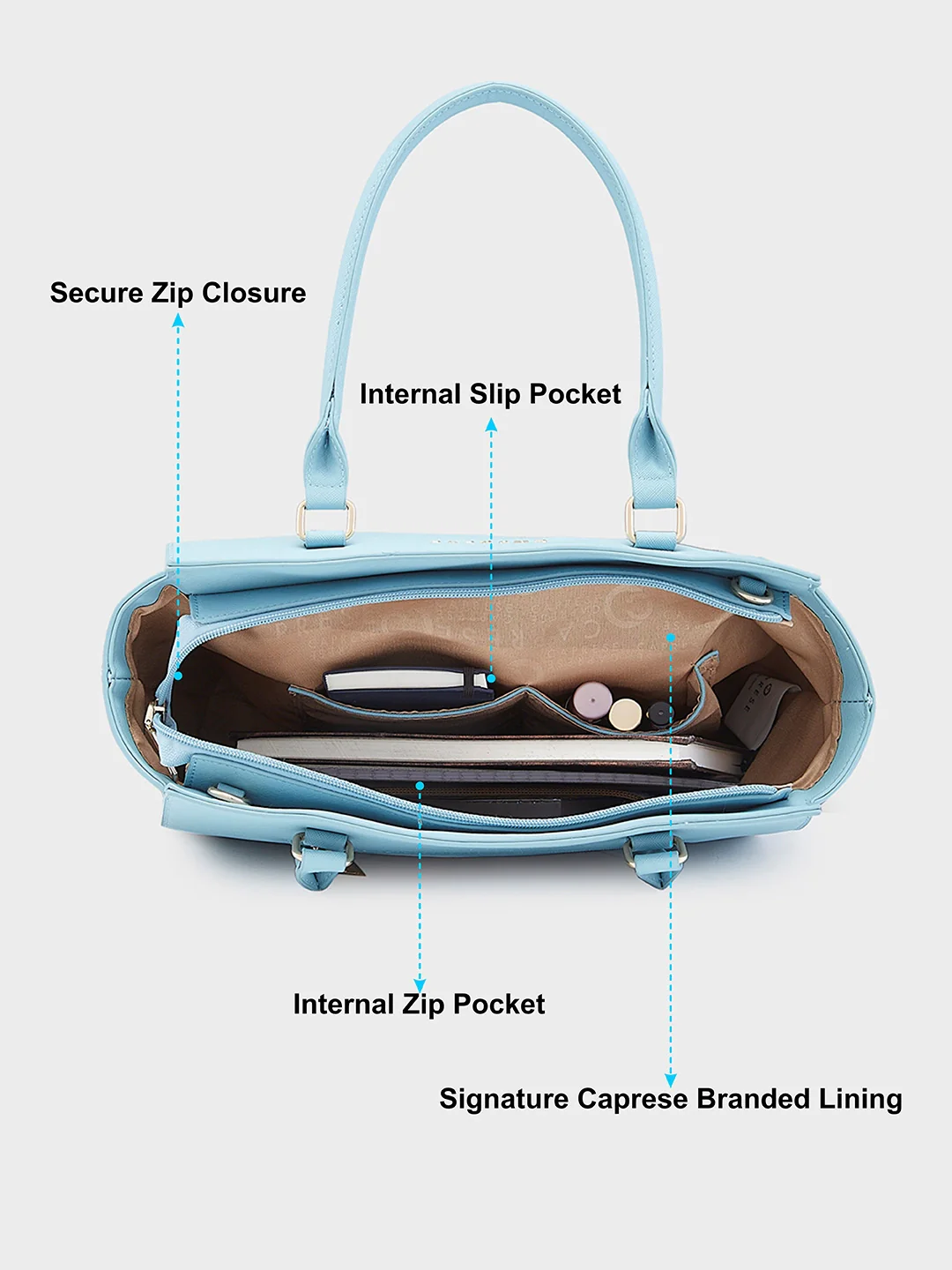 Caprese Rima Medium Blue Tote Bag - Image 8