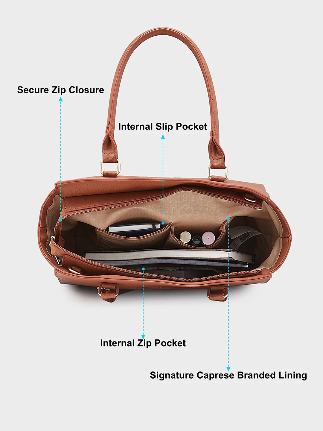 Caprese Rima Medium Brown Tote Bag - Image 9