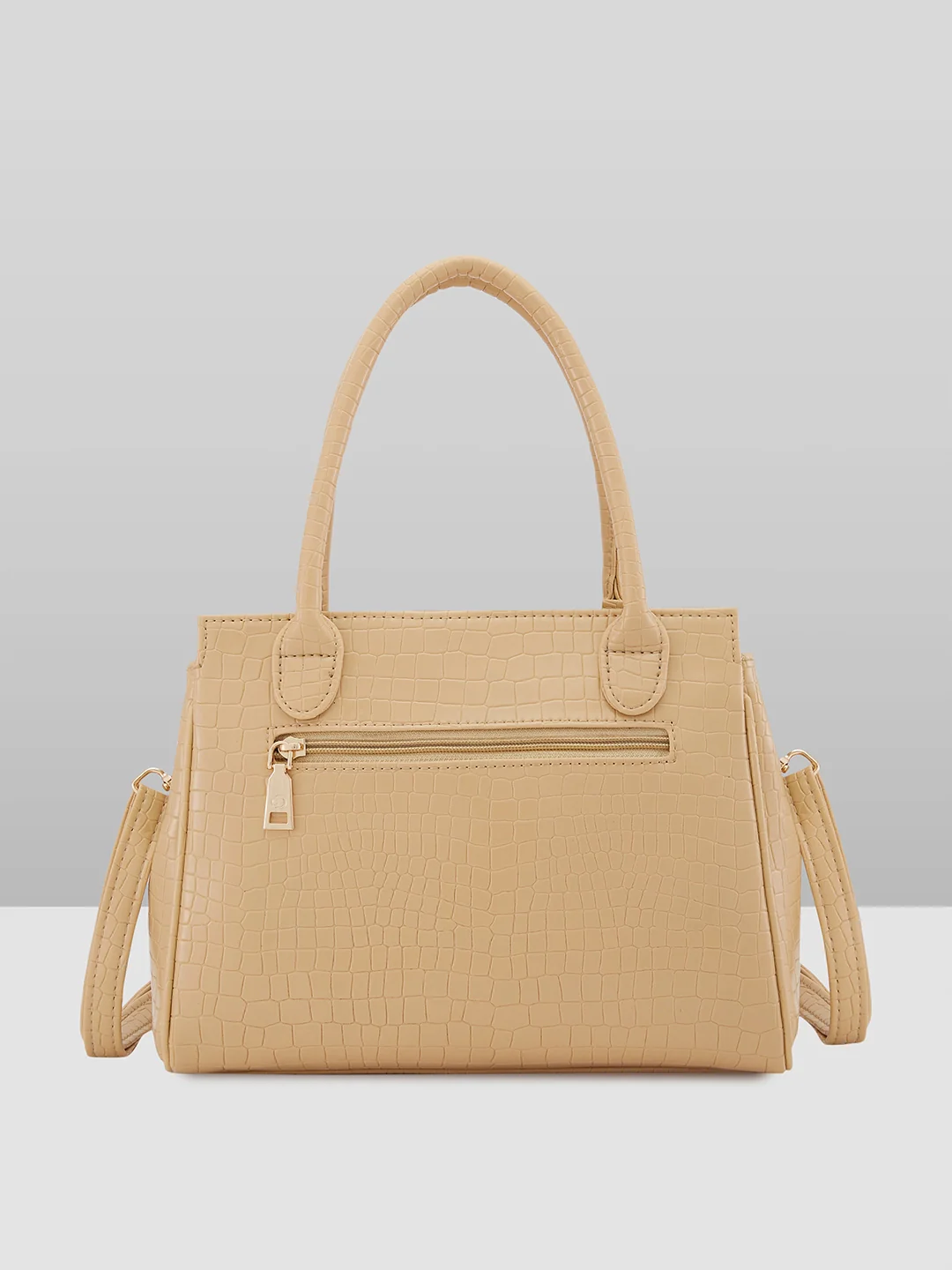 Caprese Rina Medium Beige Satchel Bag - Image 4