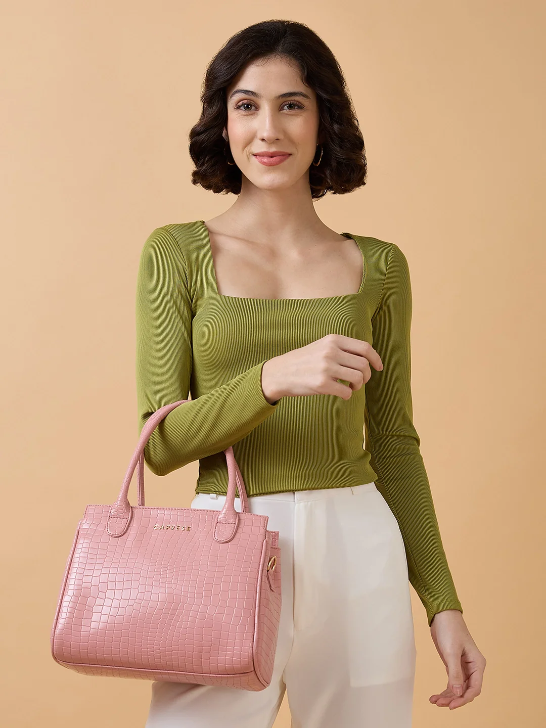 Caprese Rina Medium Blush Satchel Bag - Image 2