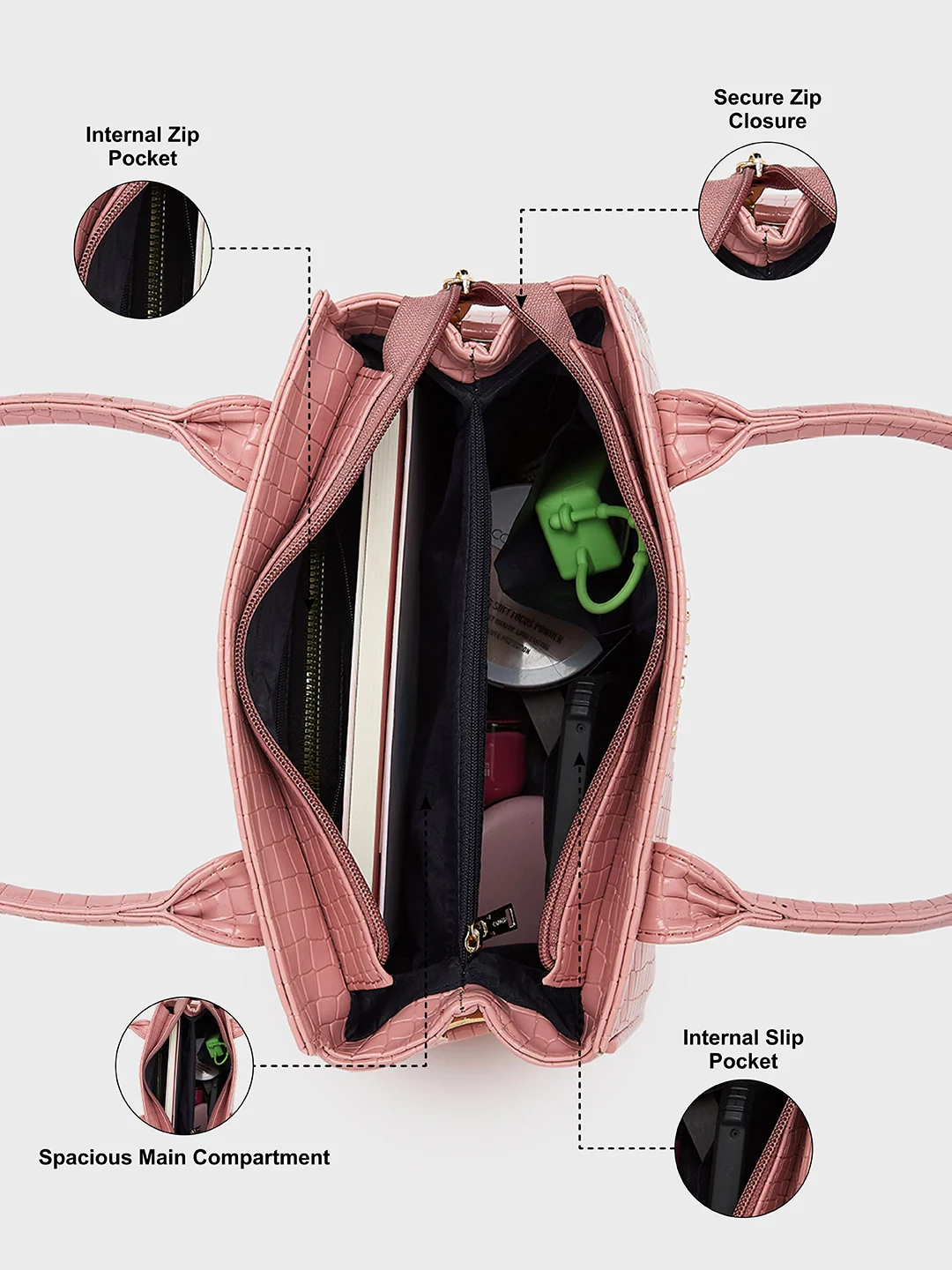Caprese Rina Medium Blush Satchel Bag - Image 5