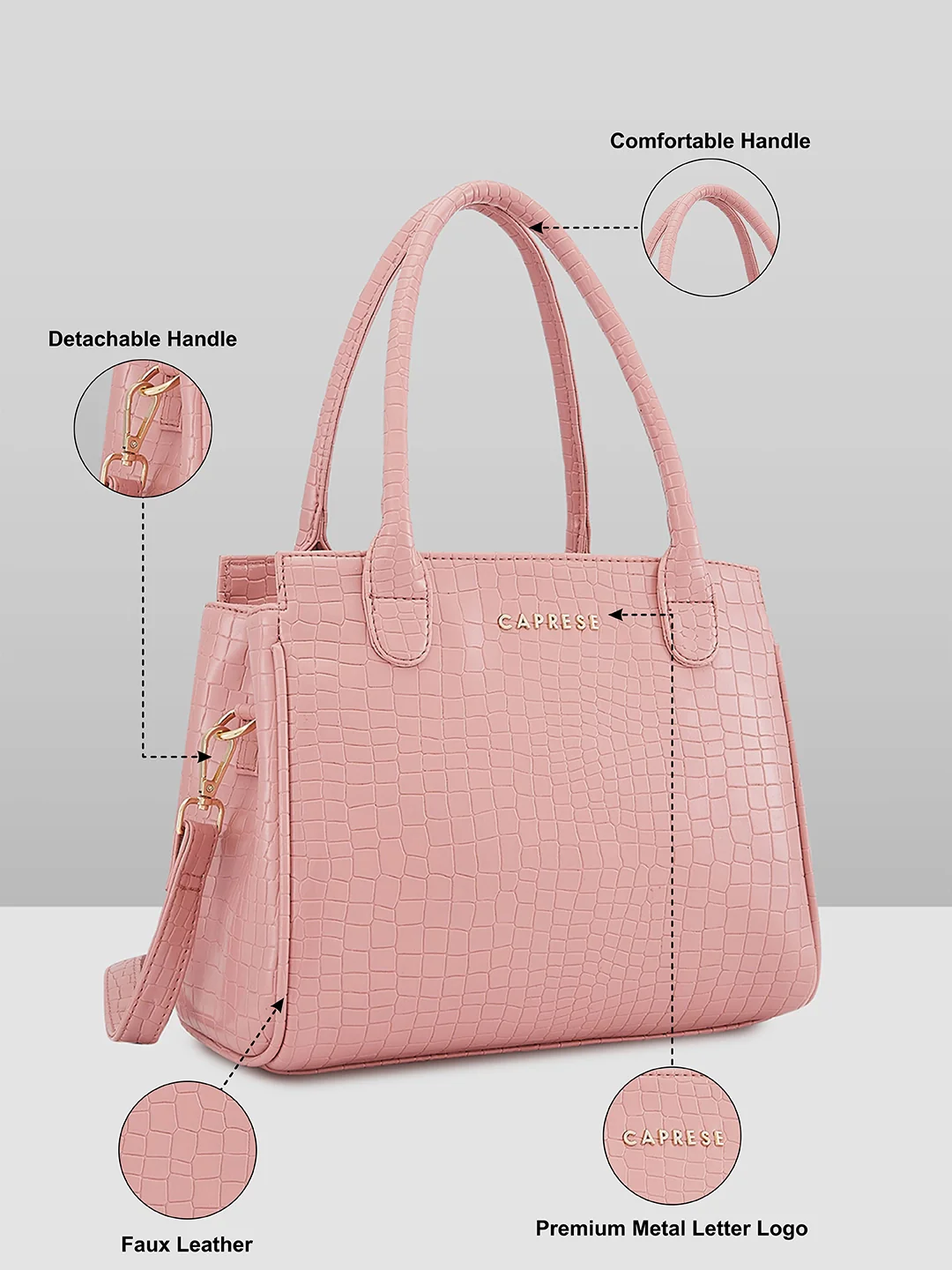 Caprese Rina Medium Blush Satchel Bag - Image 6