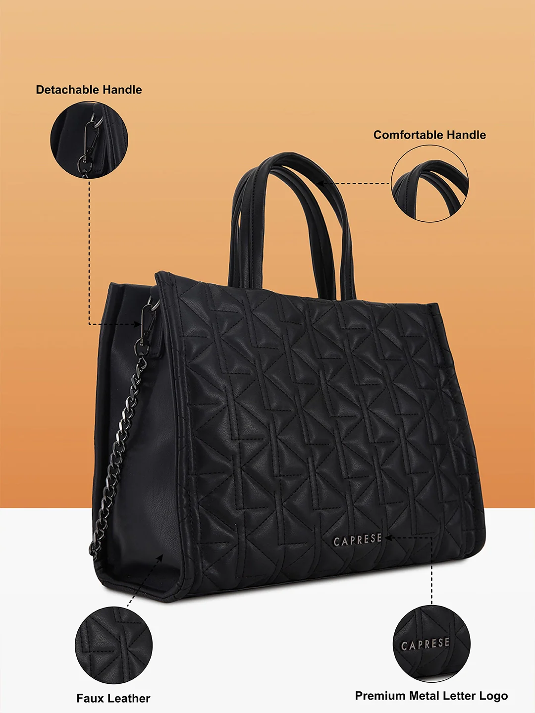 Caprese Ritva Tote Medium Black Bag - Image 6