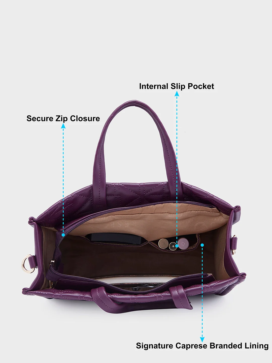 Caprese Ritva Medium Violet Tote Bag - Image 9