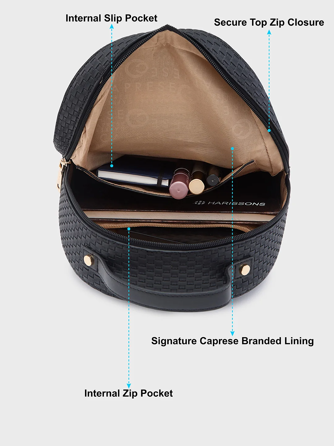 Caprese Riva Medium Black Backpack - Image 8