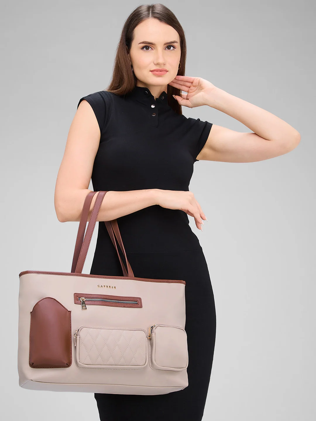 Caprese Roberta Large Beige Tote Bag - Image 12