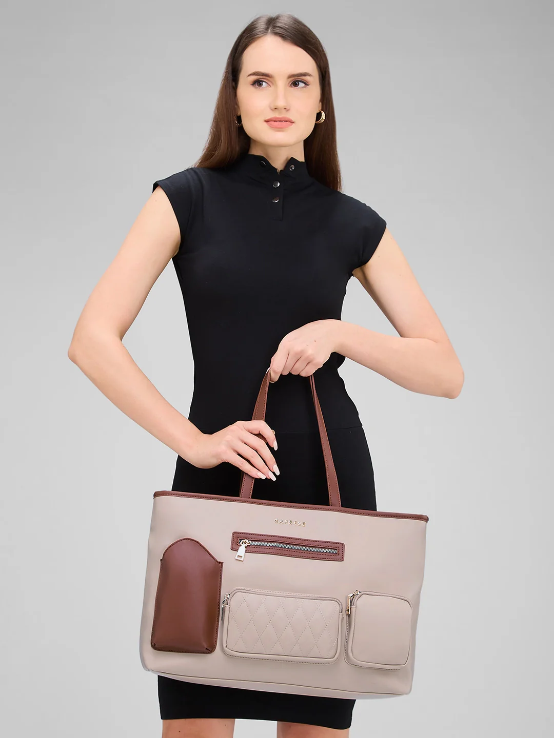 Caprese Roberta Large Beige Tote Bag - Image 13