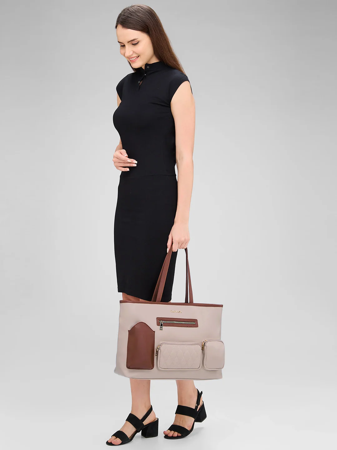 Caprese Roberta Large Beige Tote Bag - Image 2