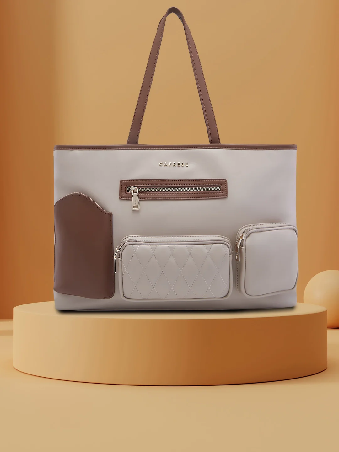 Caprese Roberta Large Beige Tote Bag - Image 3