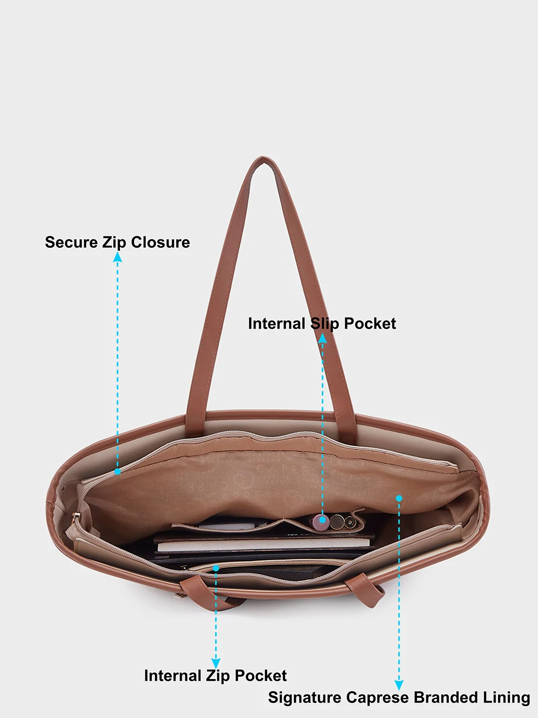 Caprese Roberta Large Beige Tote Bag - Image 8