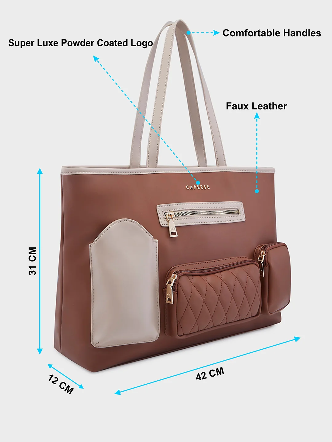 Caprese Roberta Large Brown Tote Bag - Image 7