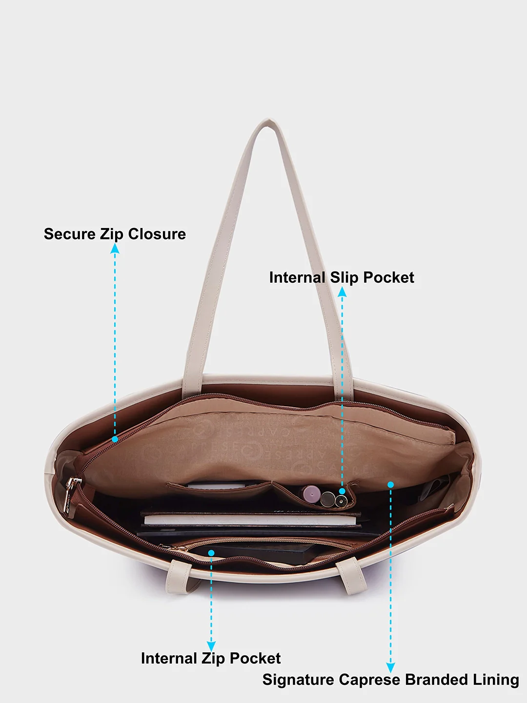 Caprese Roberta Large Brown Tote Bag - Image 8