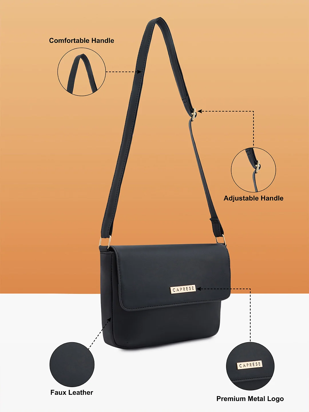 Caprese Rohde Small Black Sling Bag - Image 3