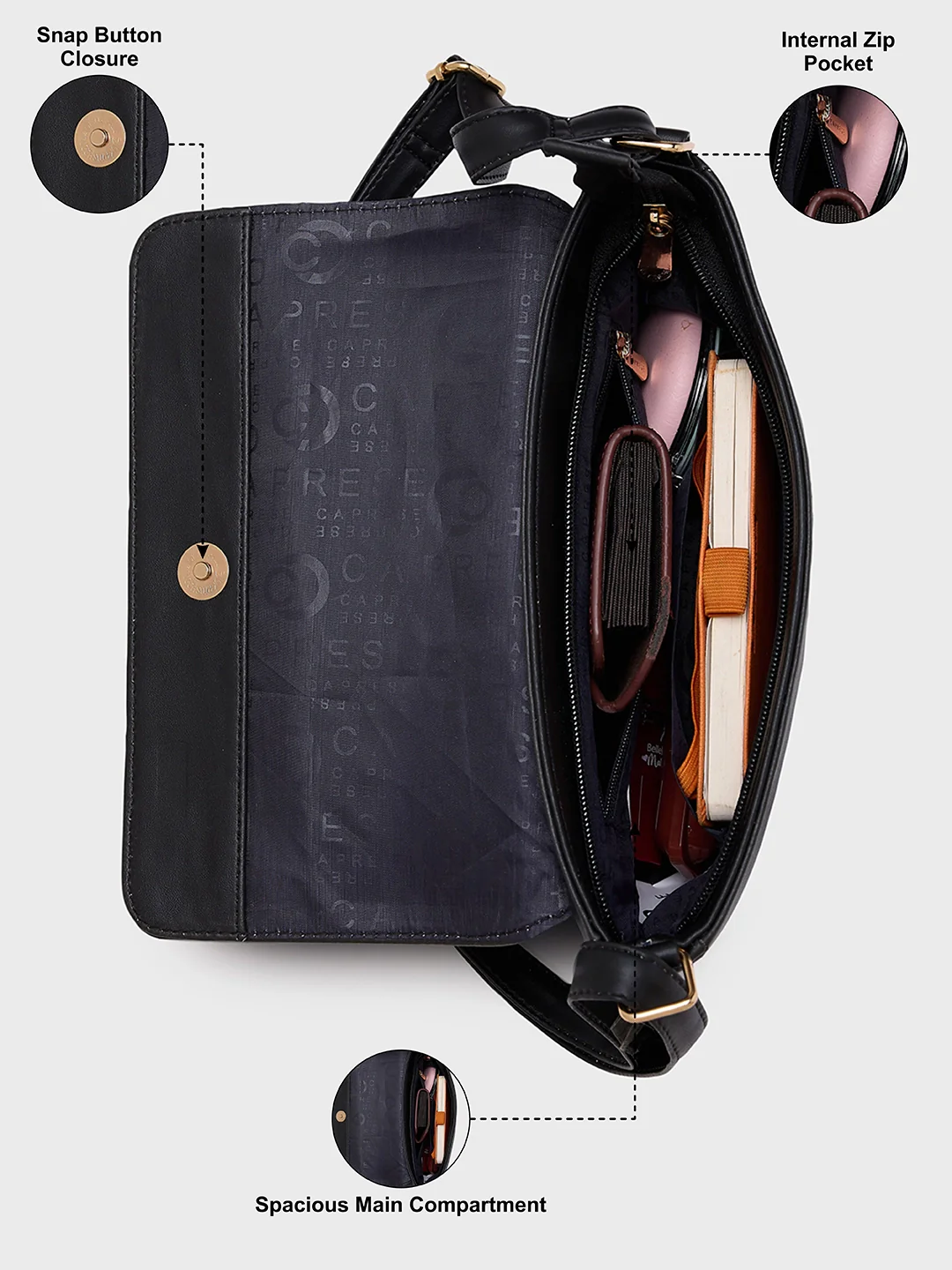 Caprese Rohde Small Black Sling Bag - Image 5