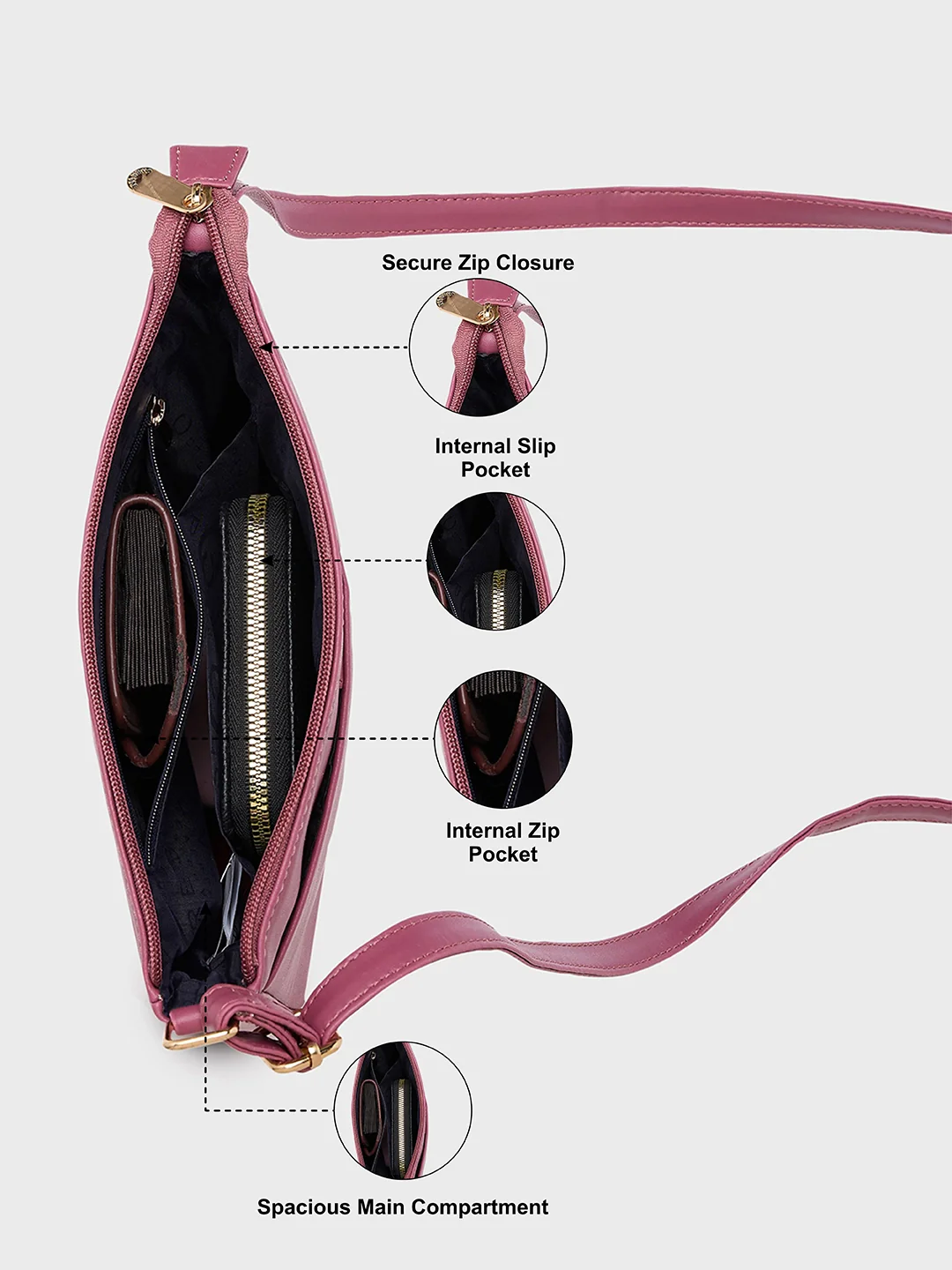 Caprese Rohde Small Pink Crossbody Bag - Image 5