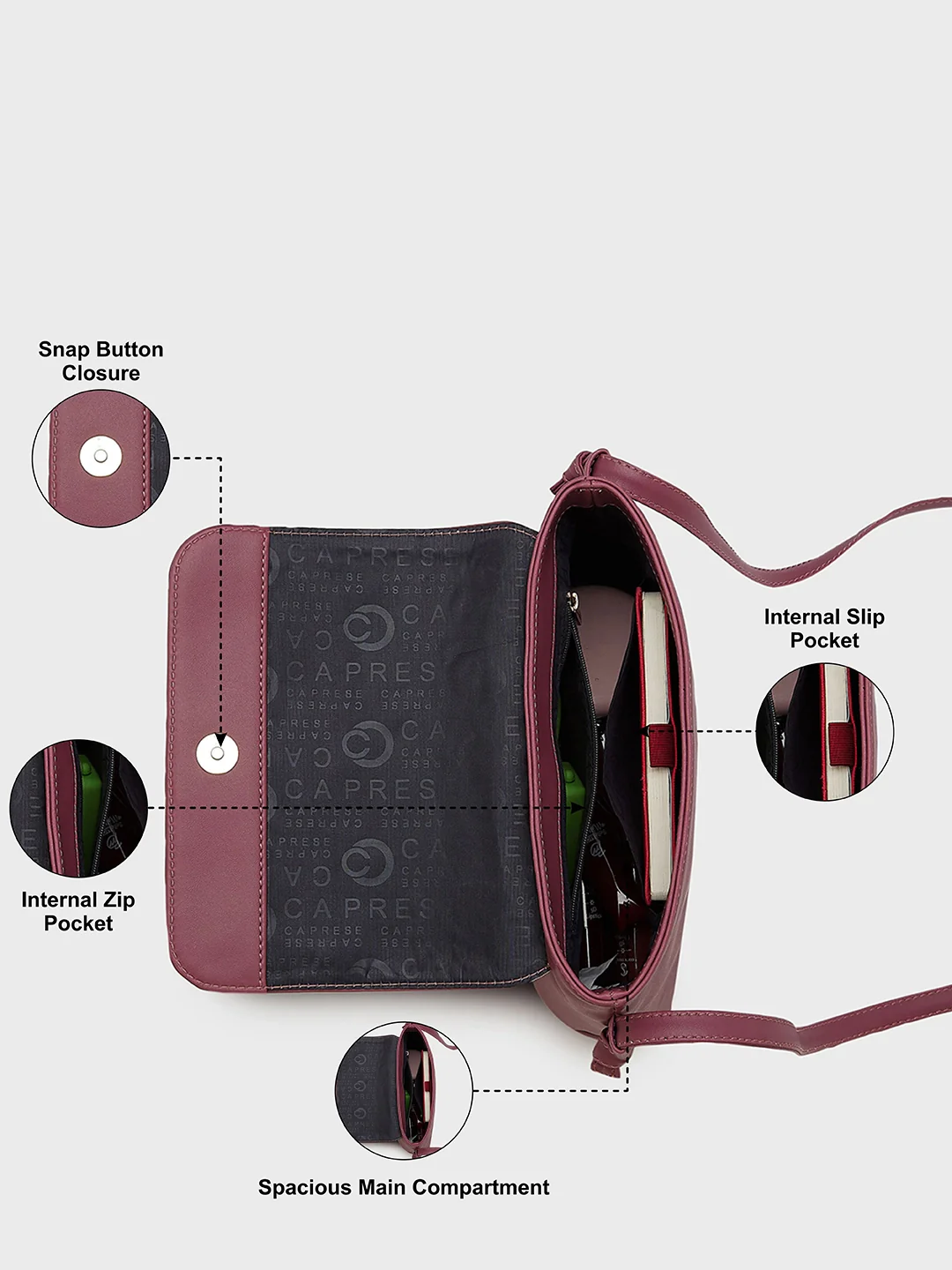 Caprese Rohde Small Pink Sling Bag - Image 5