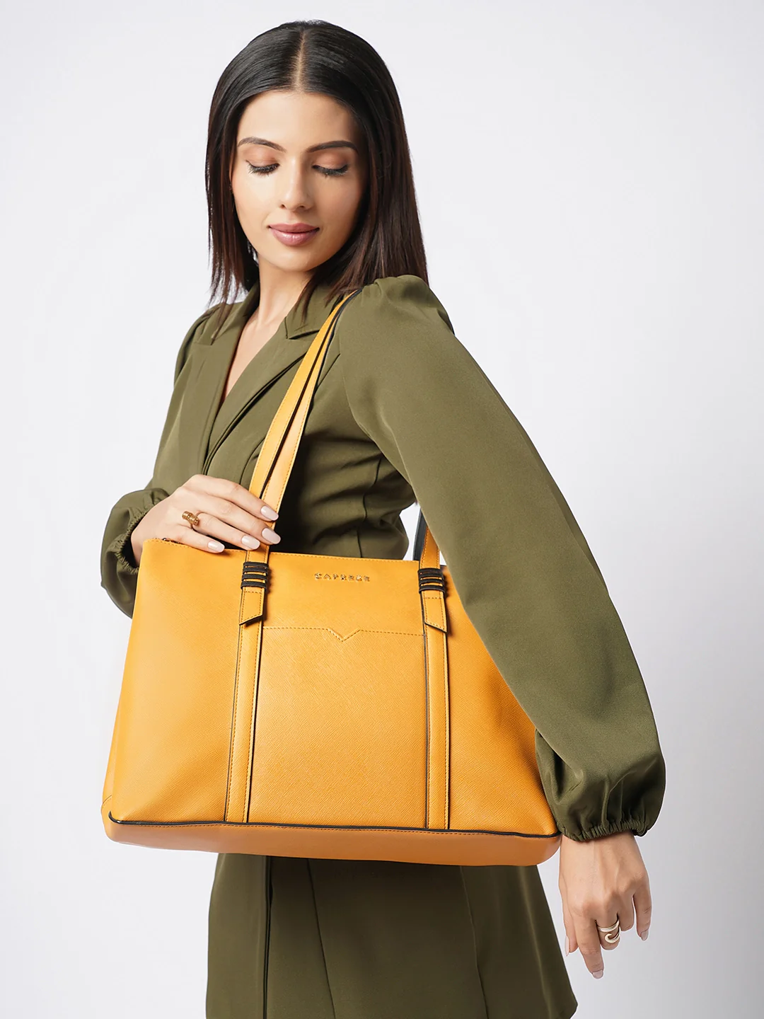 Caprese Roma Large Yellow Tote Bag - Image 3
