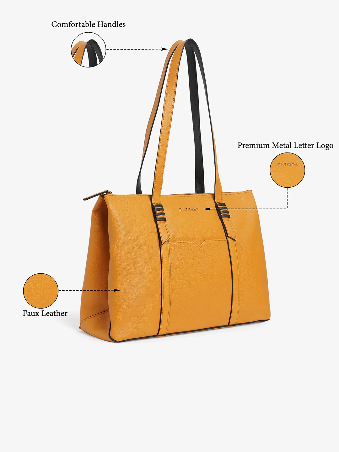 Caprese Roma Large Yellow Tote Bag - Image 4