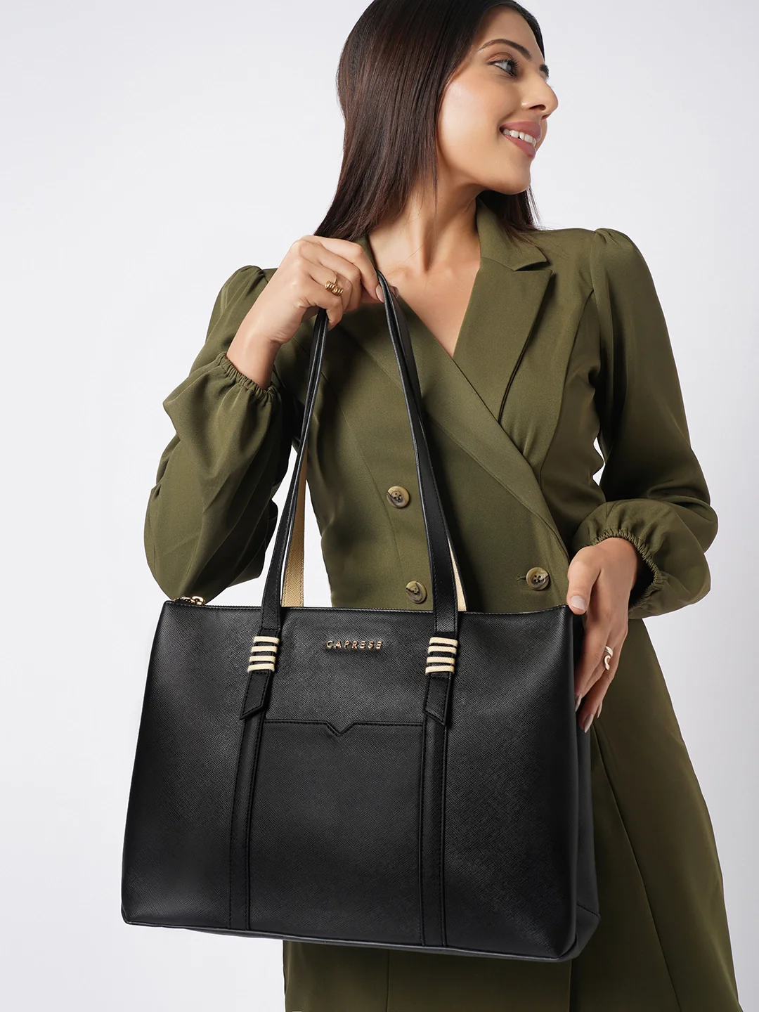 Caprese Roma Medium Black Tote Bag - Image 2