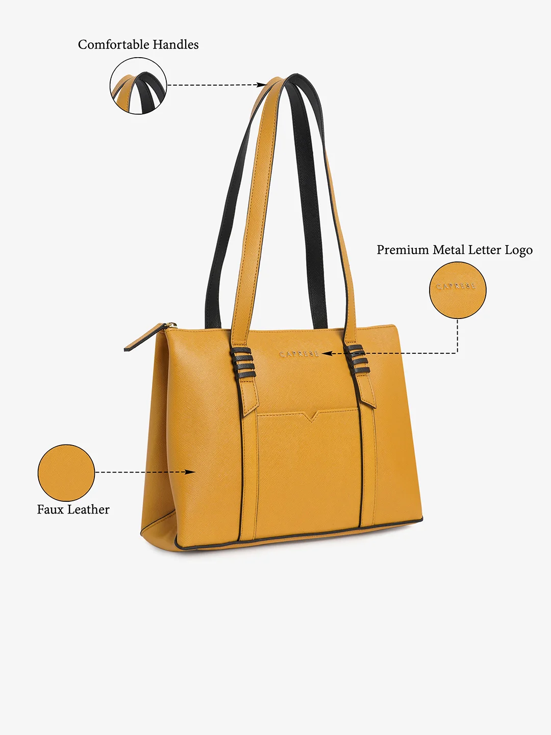 Caprese Roma Medium Yellow Tote Bag - Image 4