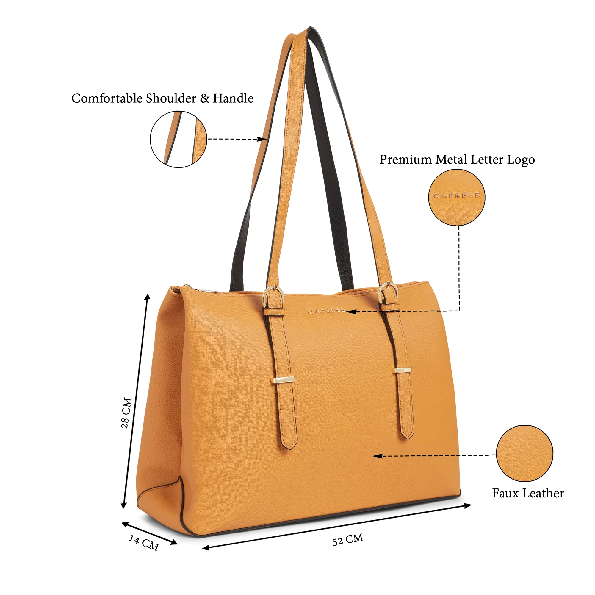 Caprese  Romano  Large Ochre Tote Bag - Image 7