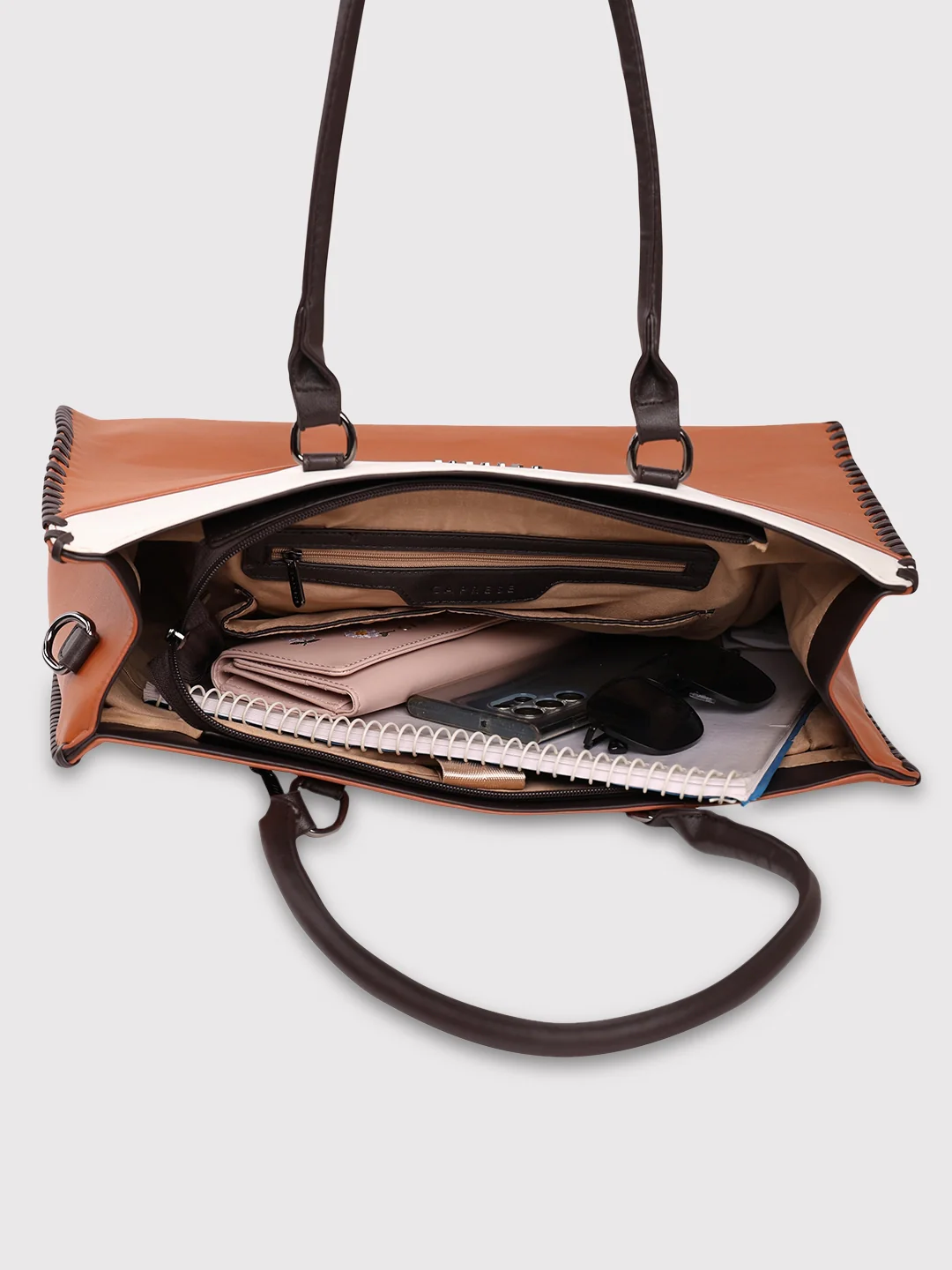 Caprese Rome Large Tan Laptop Satchel Bag - Image 10