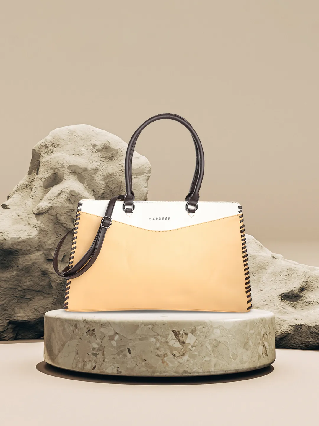 Caprese Rome Large Yellow Laptop Satchel Bag