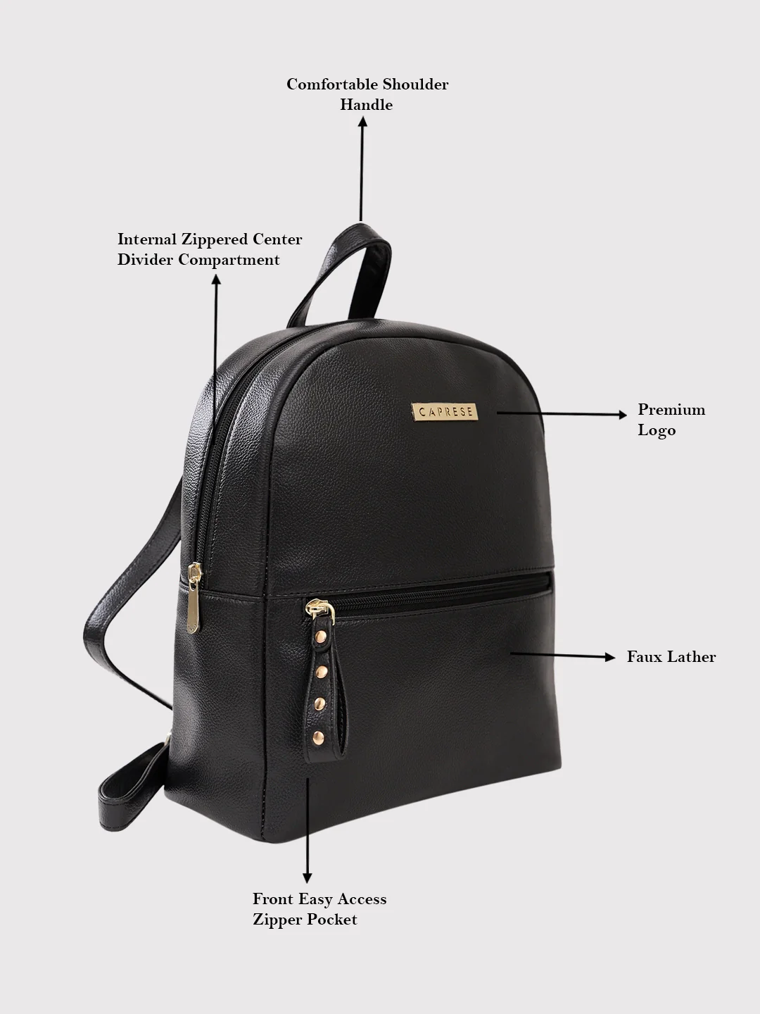 Caprese Rome Medium Black Backpack - Image 6