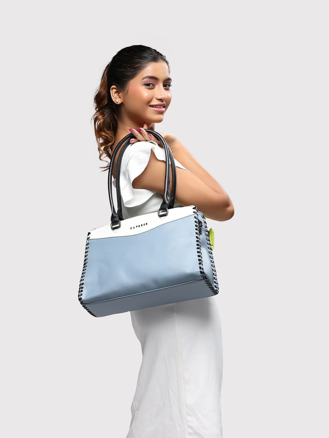 Caprese Rome Medium Blue Satchel Bag - Image 13