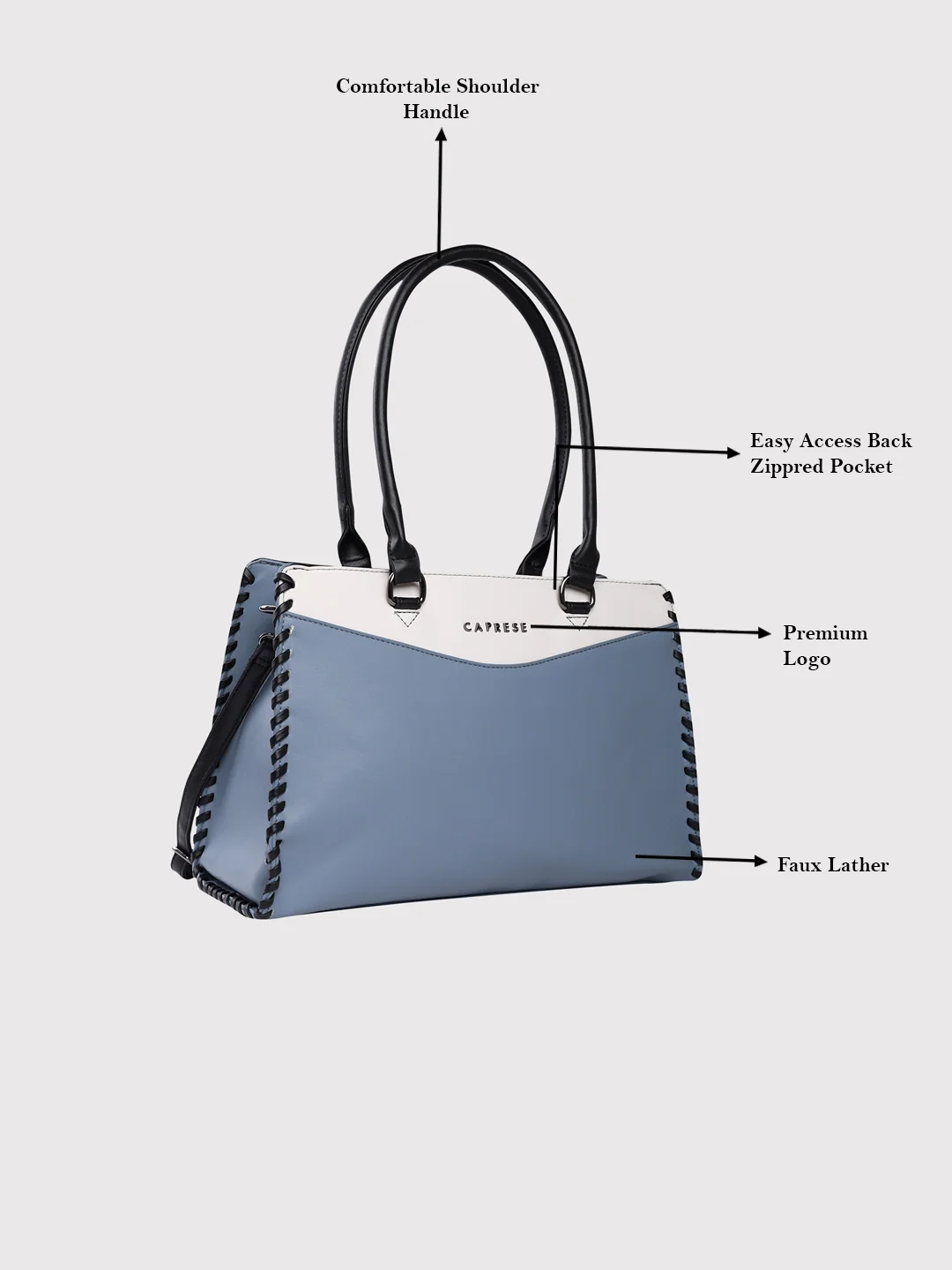 Caprese Rome Medium Blue Satchel Bag - Image 6