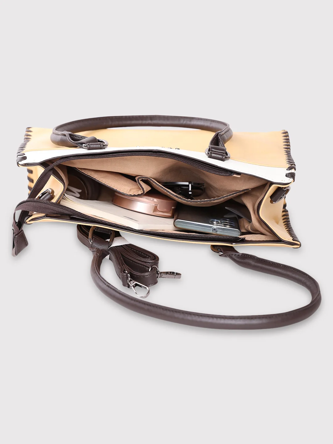Caprese Rome Medium Yellow Satchel Bag - Image 12
