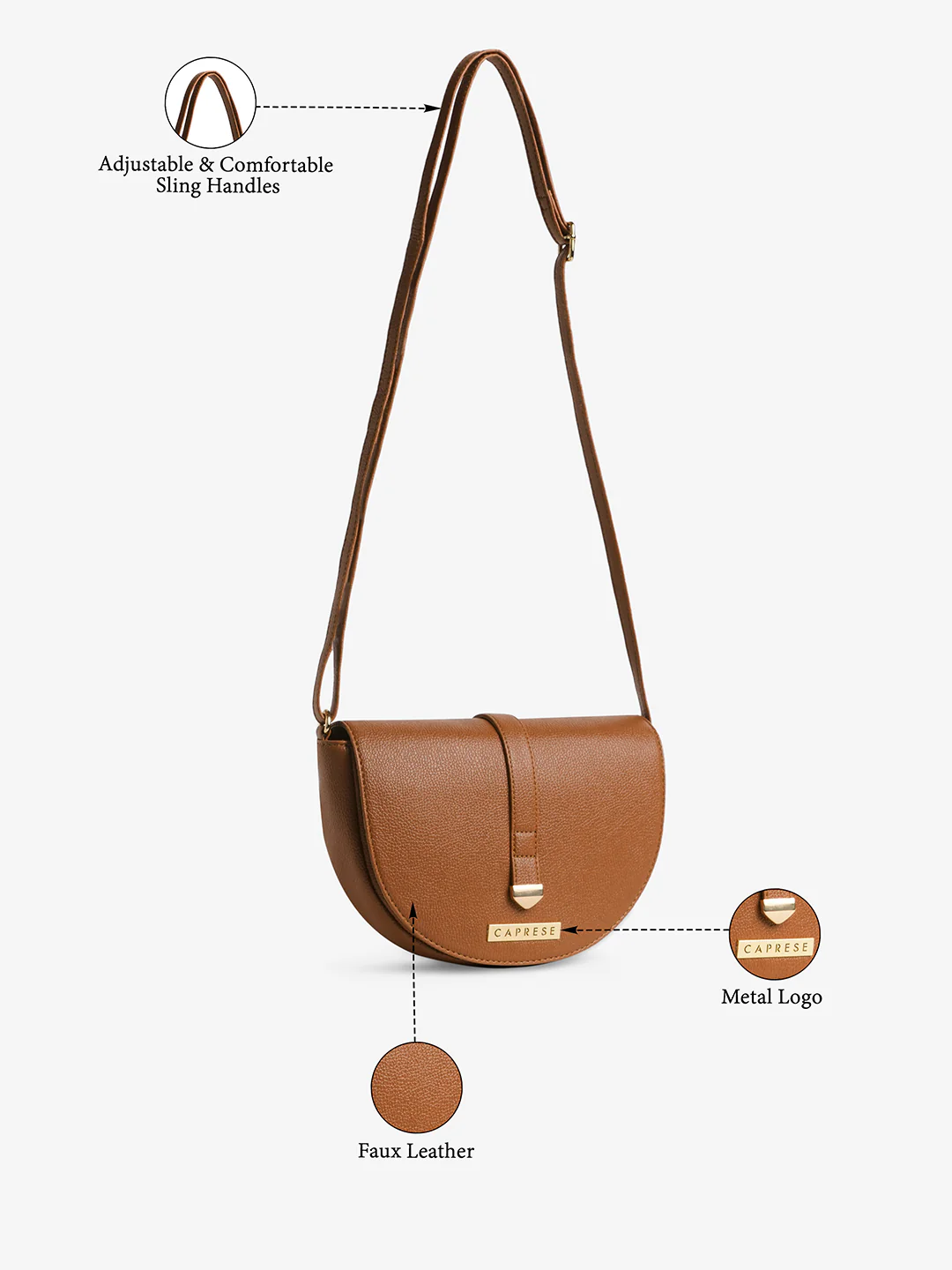 Caprese Romea Small Tan Sling Bag - Image 4