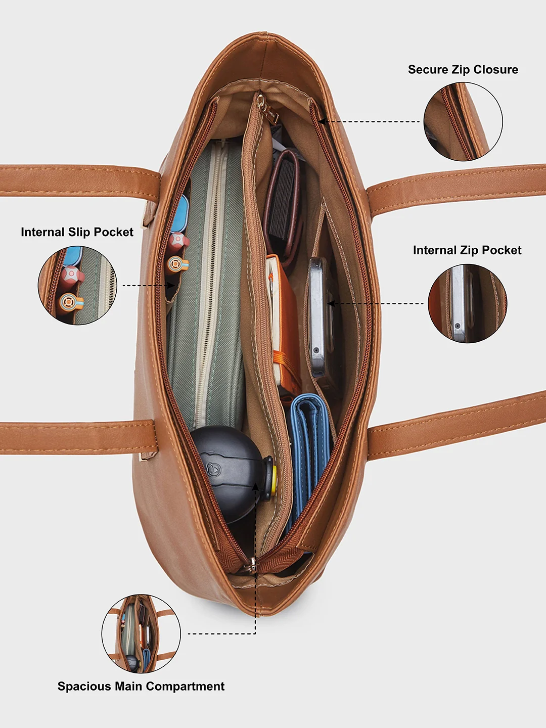 Caprese Romea Medium Tan Tote Bag - Image 7