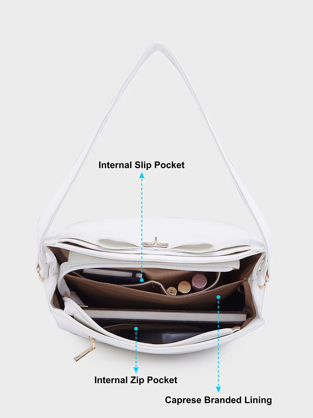 Caprese Romita Medium White Hobo Bag - Image 7