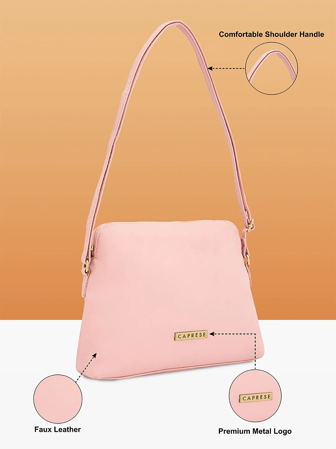 Caprese Rommy Large Baby Pink Sling Bag - Image 7