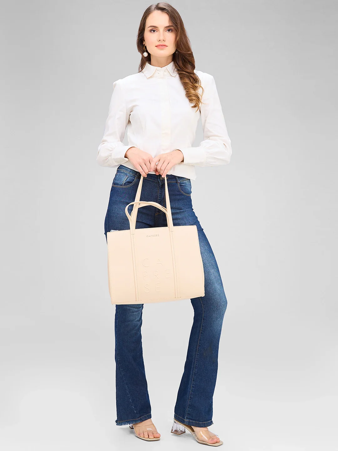 Caprese Roni Medium Beige Tote Bag - Image 2