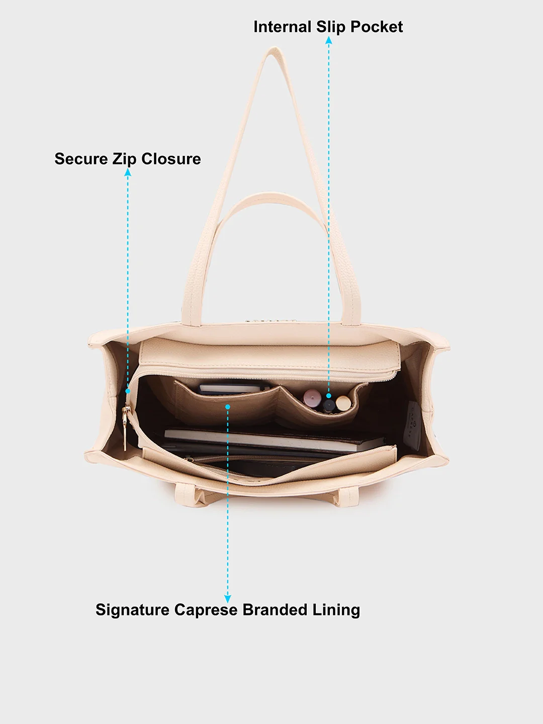 Caprese Roni Medium Beige Tote Bag - Image 8